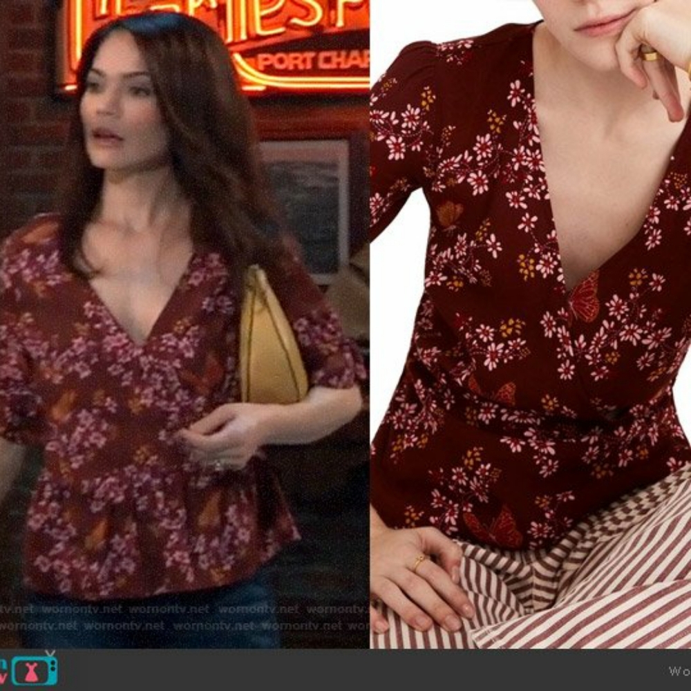 Madewell Tie-Sleeve Butterfly Wrap Top Size 2 NWT - Picture 6 of 6